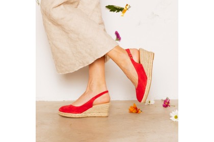 Alpargatas cuña 7 cm. AGATA - Cuñas esparto rojas LT