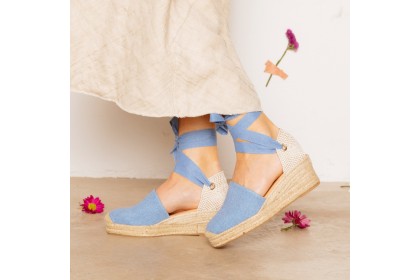 Alpargatas azules cuña baja MARIBEL | Alpargata mujer comoda