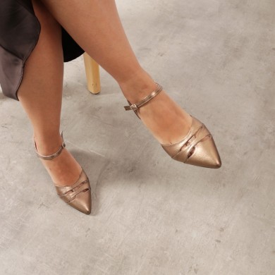 Zapatos destalonados oro viejo ELVIRA | Zapato vestir cómodo