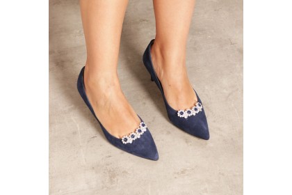 Removable shoe jewel charms FLORES blue-silver Luisa Toledo