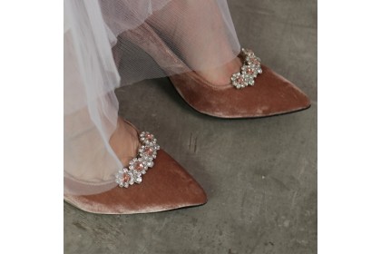 Removable shoe jewel charms FLORES nude-silver Luisa Toledo