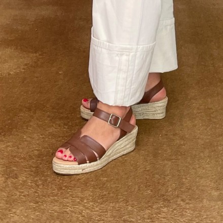 Sandalia marrón cuña esparto NORA ✓ Alpargatas Luisa Toledo