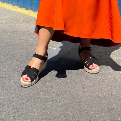 Sandalias negras cuña baja NORA ✓ Alpargatas Luisa Toledo