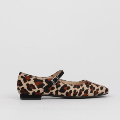 Merceditas leopardo animal print MILA detalle puntera cuadrada