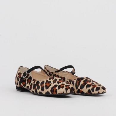 Merceditas leopardo animal print MILA detalle puntera cuadrada