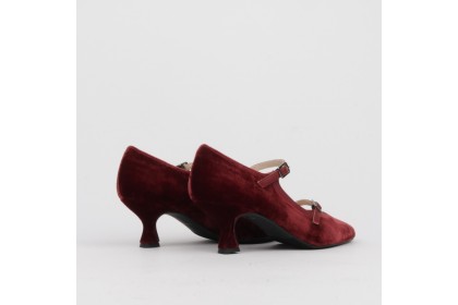 Burgundy velvet heel shoes double bracelet NURIA ✓ Luisa Toledo