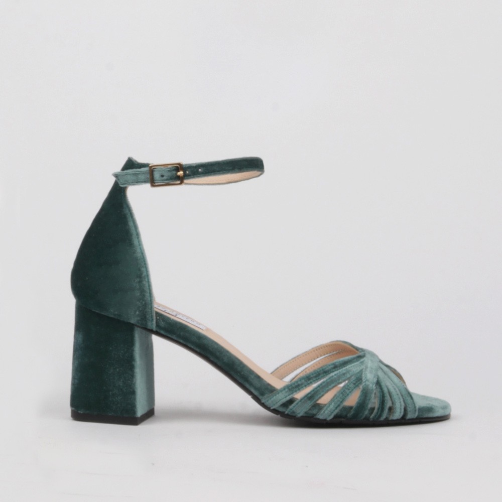 Sandalias vestir BELÉN terciopelo aqua - LT ZAPATOS de mujer