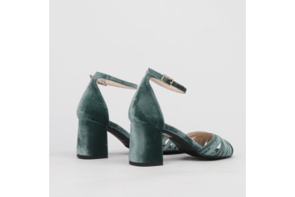 Sandalias vestir BELÉN terciopelo aqua - LT ZAPATOS de mujer