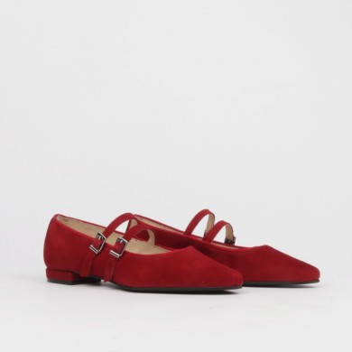 Bailarinas rojas punta fina GISELDA - LT ZAPATOS planos mujer