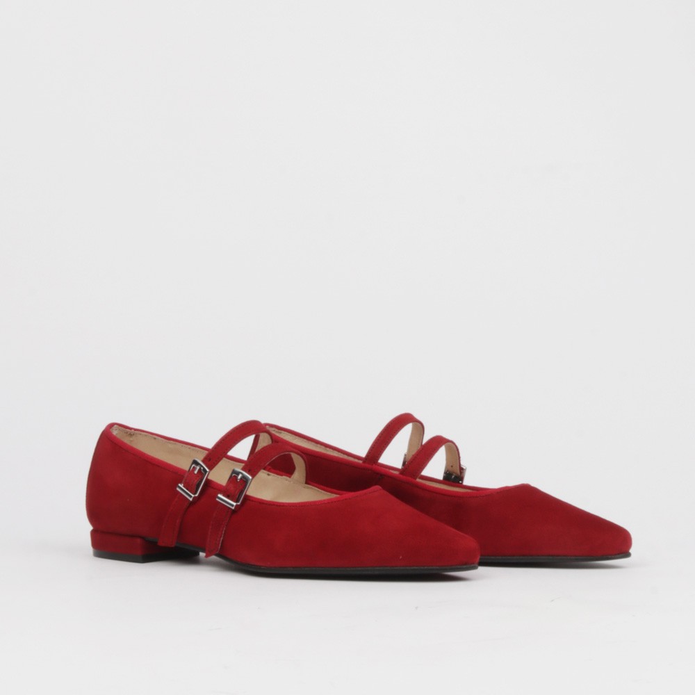 Bailarinas rojas punta fina GISELDA - LT ZAPATOS planos mujer