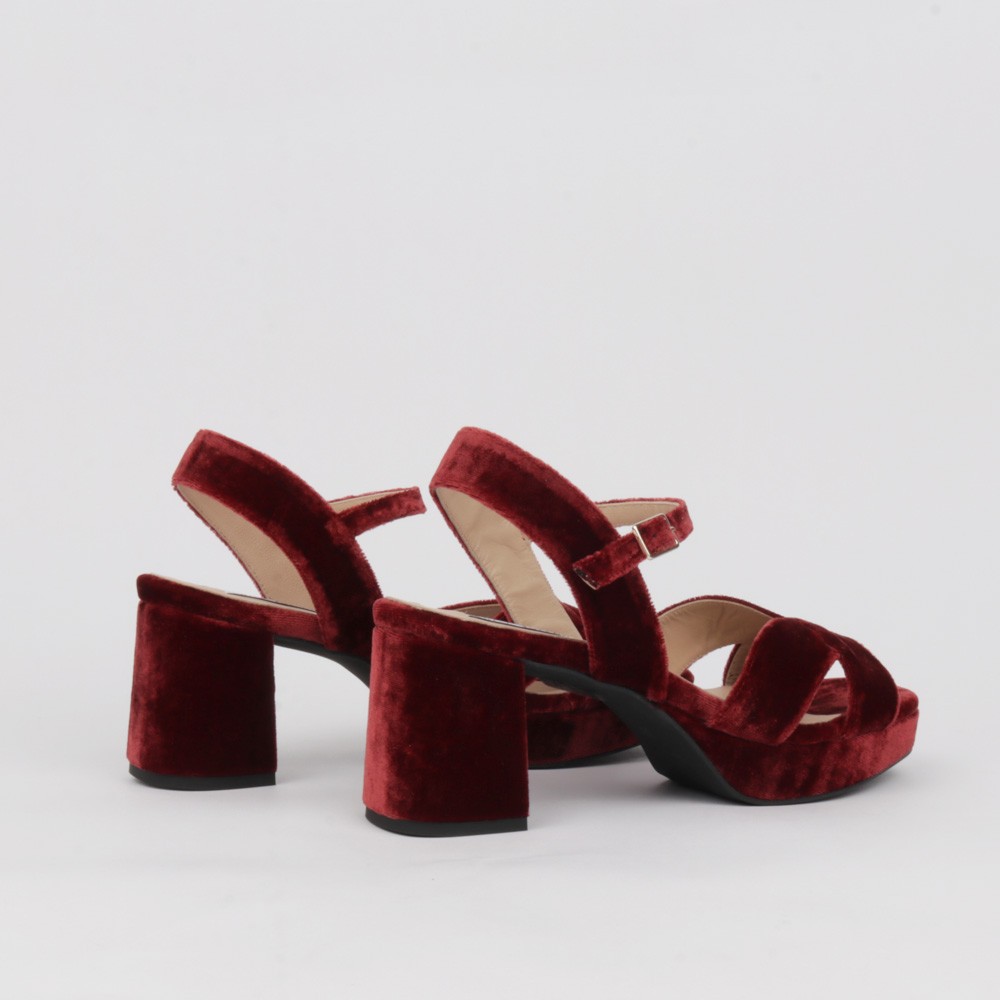 Sandalias burdeos TERESA MINI - Sandalia de vestir en terciopelo