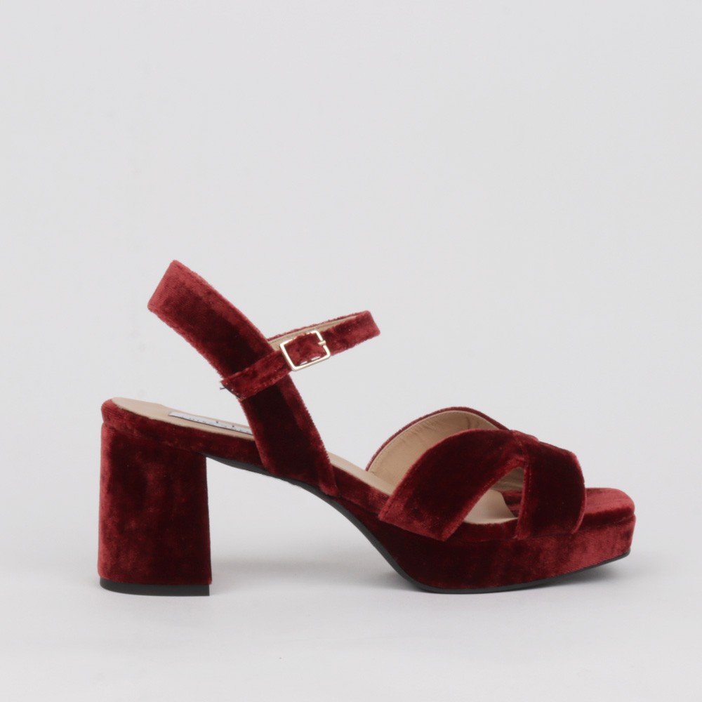 Sandalias burdeos TERESA MINI - Sandalia de vestir en terciopelo