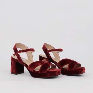 Sandalias burdeos TERESA MINI - Sandalia de vestir en terciopelo