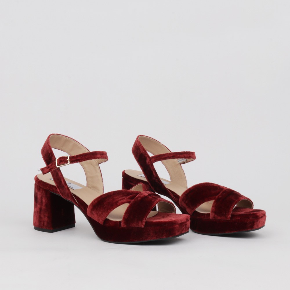 Sandalias burdeos TERESA MINI - Sandalia de vestir en terciopelo