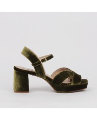 Sandalias terciopelo verde terracota TERESA MINI - Luisa Toledo
