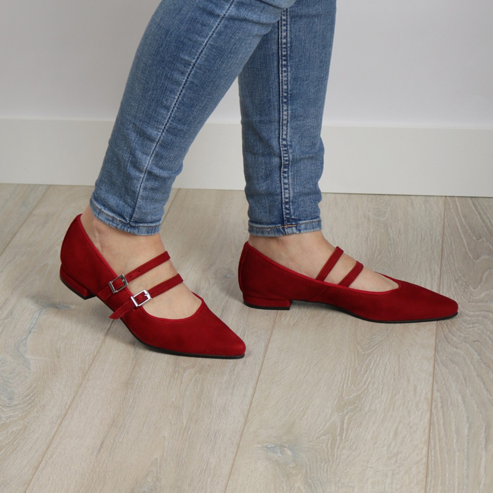 Bailarinas rojas punta fina GISELDA - LT ZAPATOS planos mujer