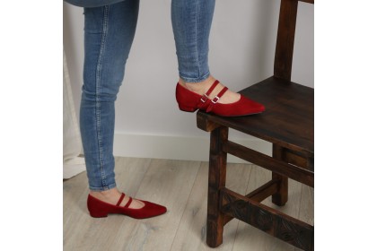 Bailarinas rojas punta fina GISELDA - LT ZAPATOS planos mujer