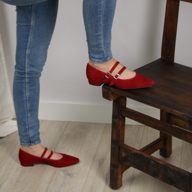 Bailarinas rojas punta fina GISELDA - LT ZAPATOS planos mujer