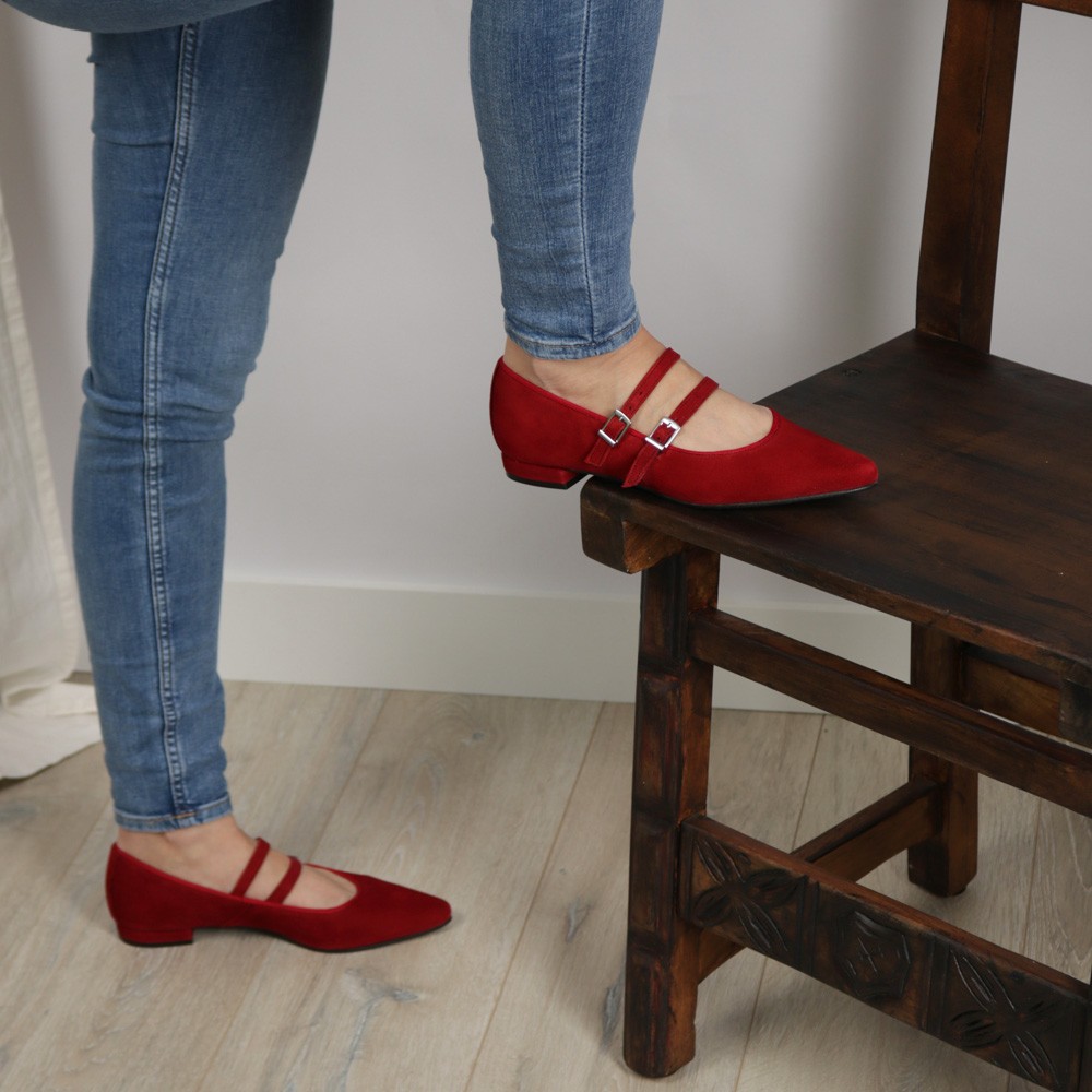 Bailarinas rojas punta fina GISELDA - LT ZAPATOS planos mujer