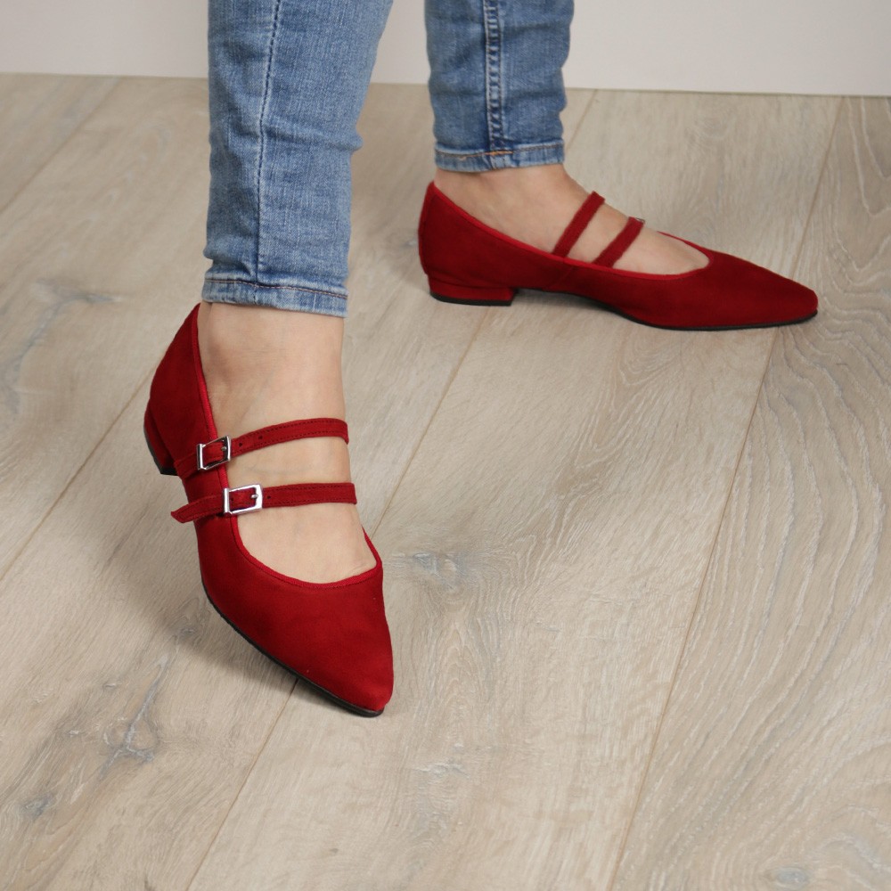 Bailarinas rojas punta fina GISELDA - LT ZAPATOS planos mujer