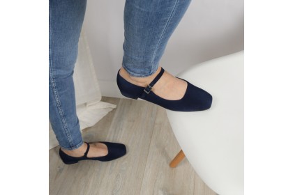 Bailarinas azules con pulsera MILA detalle puntera cuadrada