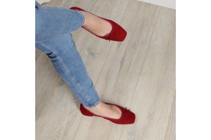 Bailarinas rojas de mujer CLOE detalle punta semi-cuadrada