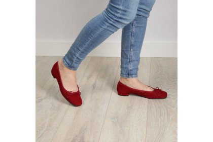 Bailarinas rojas de mujer CLOE detalle punta semi-cuadrada