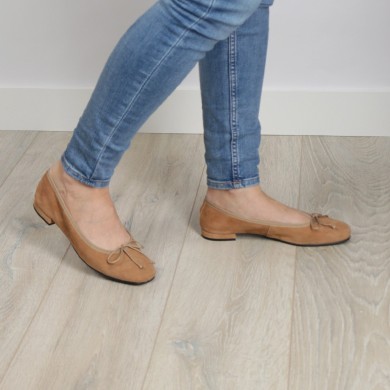 Bailarinas mujer ante camel CLOE detalle punta semi-cuadrada