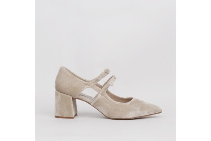 Zapato terciopelo taupe tacón ancho CLARISA | LUISA TOLEDO