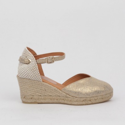 Golden linen espadrilles CATALINA - Luisa Toledo wedges