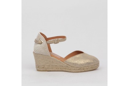 Golden linen espadrilles CATALINA - Luisa Toledo wedges