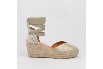 Golden linen espadrilles CATALINA - Luisa Toledo wedges