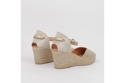 Golden linen espadrilles CATALINA - Luisa Toledo wedges