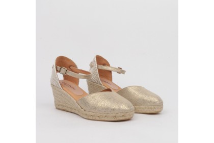Golden linen espadrilles CATALINA - Luisa Toledo wedges