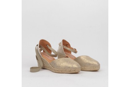 Golden linen espadrilles CATALINA - Luisa Toledo wedges