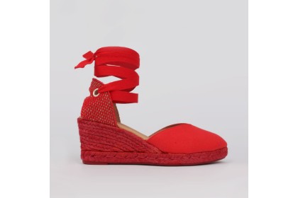 Alpargatas CATALINA LT  - Cuñas esparto 7 cm. color rojo
