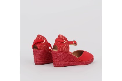 Alpargatas CATALINA LT  - Cuñas esparto 7 cm. color rojo