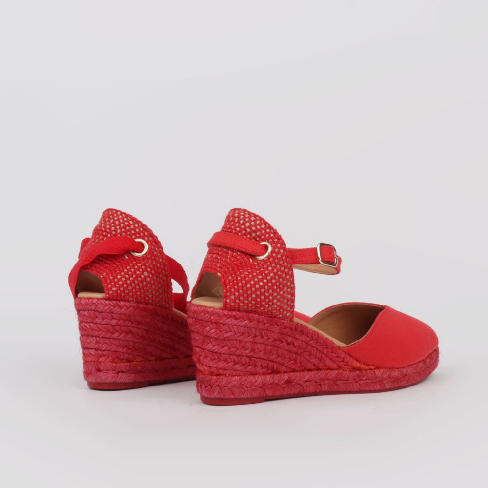 Alpargatas CATALINA LT  - Cuñas esparto 7 cm. color rojo