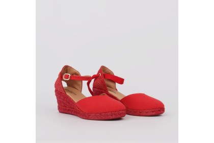 Alpargatas CATALINA LT  - Cuñas esparto 7 cm. color rojo