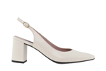 White leather slingback block heel shoes OLGA