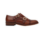 Brown double monk strap shoes AIDA