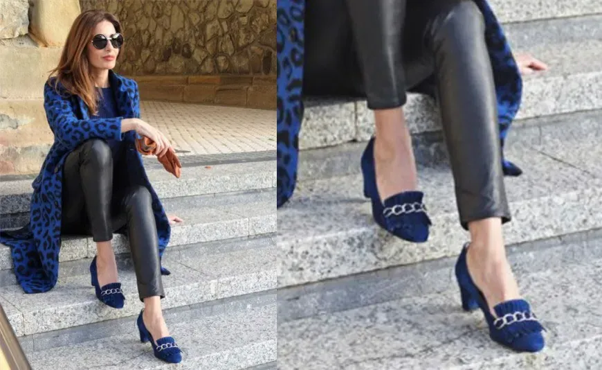 Pilar @codigopilar & GRETA blue suede shoes